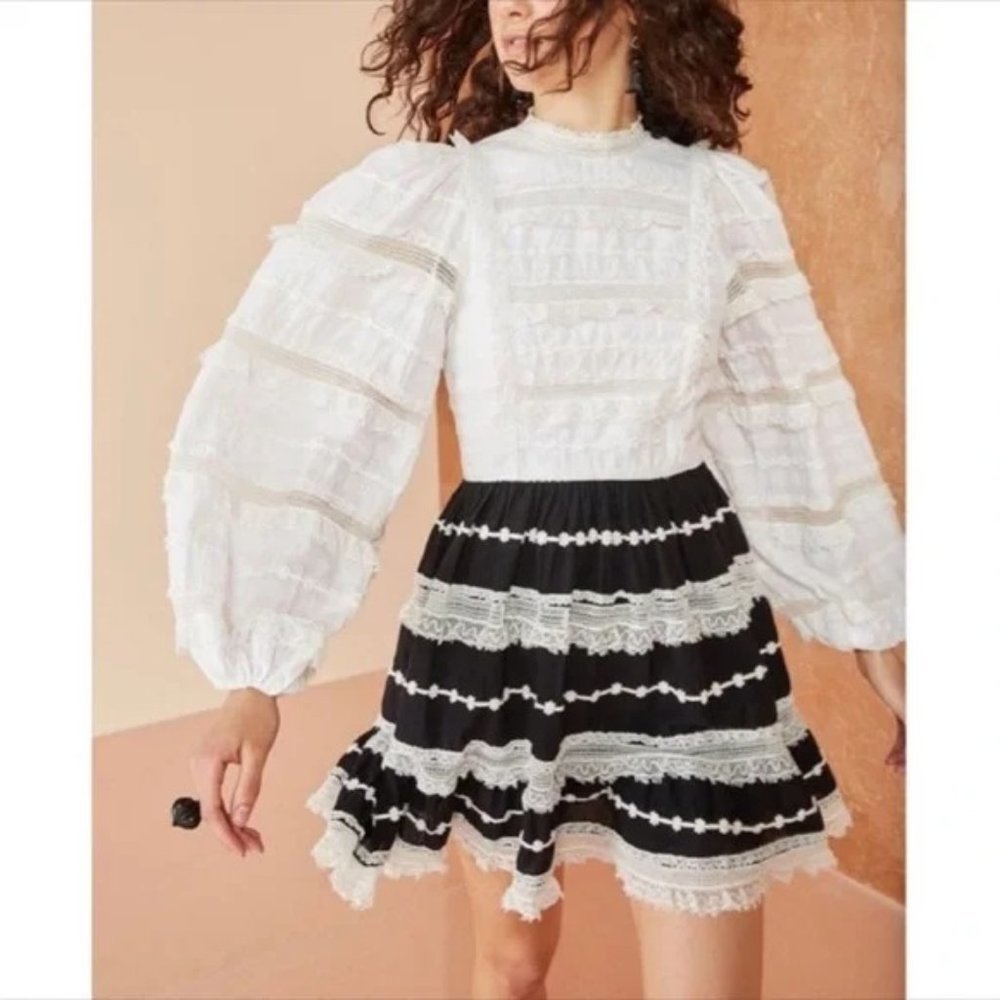 Ulla Johnson White and Black Mini Dress